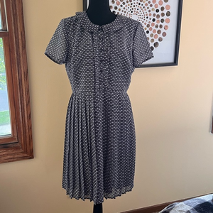 Vintage Anthropologie Navy Blue Art Deco Pattern Dress